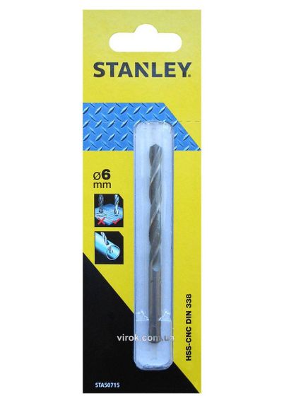 Свердло по металу STANLEY : HSS-CNC, Ø= 6 мм