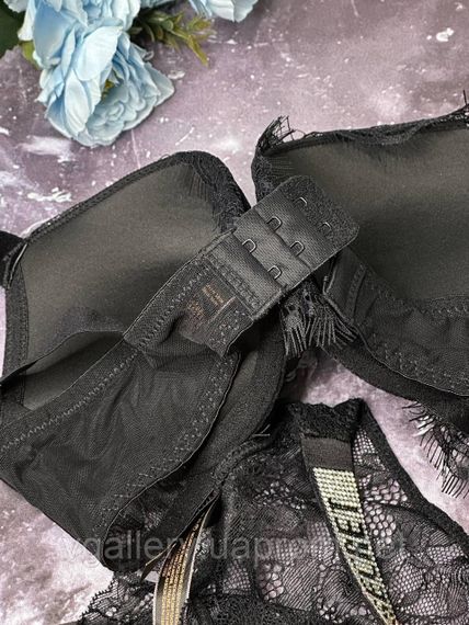 Кружевной комплект Виктория Сикрет со стразами Бюстгальтер на поролоне, Кружевной Комплект Victoria's Secret 80B, Черный | Зображення 5