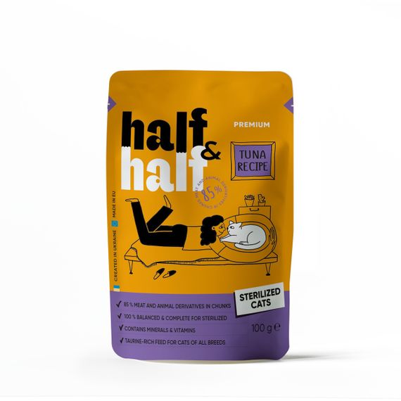 Корм Half&Half Sterilized Cats влажный с тунцом для стерилизованных котов 100 гр