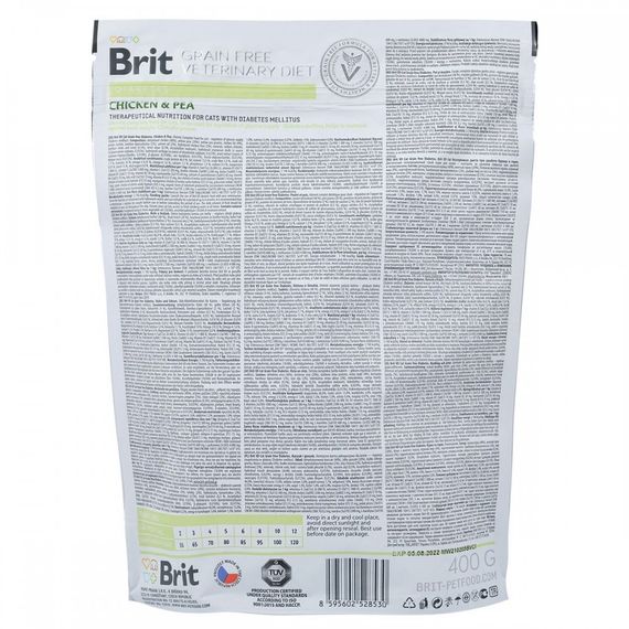 Корм сухий Brit Grain Free VetDiet Cat Diabetes для котів з цукровим діабетом беззерновий з куркою та горохом 400 г | Зображення 4
