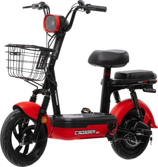 Электроскутер Crosser Mini LFP 450W 48V 15Ah, LiFePO4 аккумулятор, до 50 км пробег, электровелосипед 2 места Красный | Зображення 7
