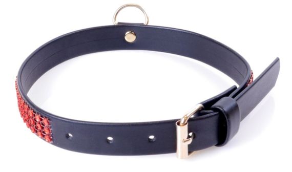 Нашийник зі штучної шкіри з кристалами Fetish Boss Series - Collar with crystals Red, BS3300108 Sex Aura | Зображення 2