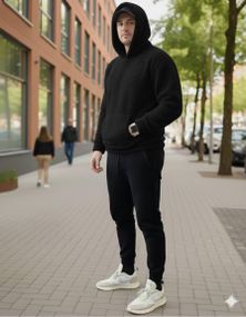 Худі чоловічі зимове "Затишне тепло в кожному дотику" AleX  Н-0006 Чорний, 44-46