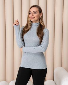 Женская теплая водолазка-гольф полушерсть на термо флисе цвет серый размер 46/48 DM09.09