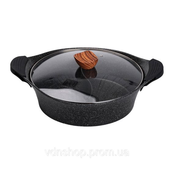 Алюмінієва каструля Ø 30 см 2-ступінчасте мармурове антипригарне покриття Чорний MGC HP-4-413B