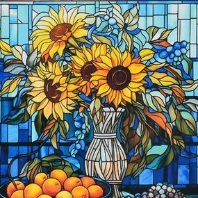 Алмазная мозаика "Солнце в вазе" DEEX16294 не полная выкладка 30х30 см