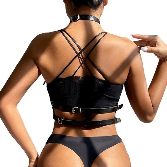 Портупея шкіряна Star Night Leather Chest Harness Straps чорний | Зображення 1