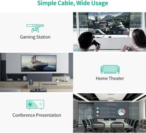Переходник Ugreen HDMI (штекер) - DisplayPort (DP) (гнездо) 4K Однонаправленный адаптер + USB (для питания) видеоадаптер 0,5 м черный | Зображення 4