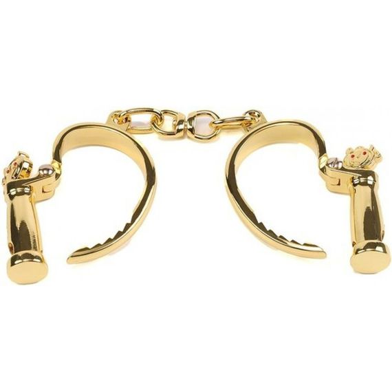 Наручники з коротким ланцюжком, металеві, золоті | Зображення 3