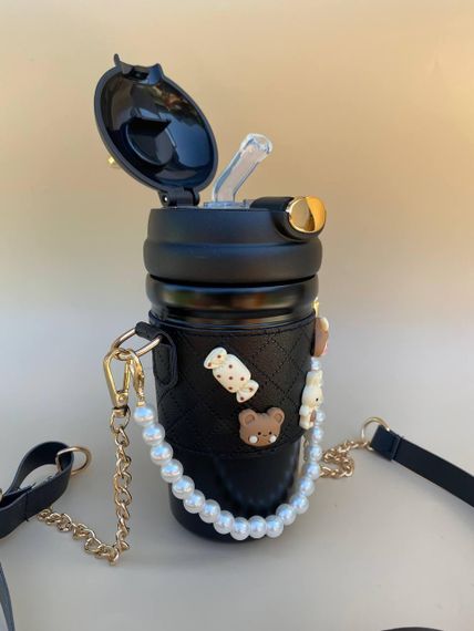 Термос непроливайка поїльник з трубочкою 480мл Чорний | Зображення 1