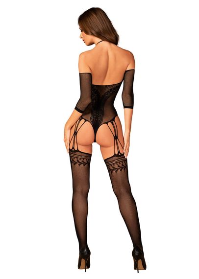 Нейлоновий бодістокінг з імітацією панчіх Obsessive Bodystocking G333 S/M/L, black, з доступом | Зображення 3