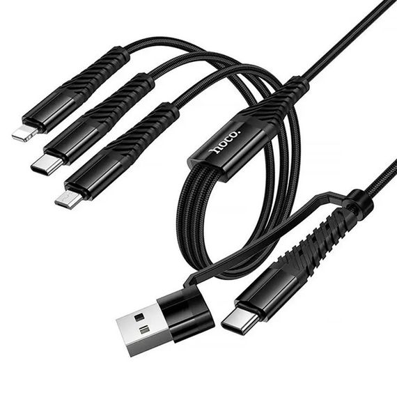 Кабель HOCO X123 USB-1 3 in 1 Micro/Iphone/Type-C, 2A, довжина 1м, Black, Box | Зображення 1