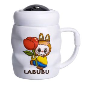 Чашка фарфоровая с крышкой Labubu 400 (мл) Белый с желтым FM-54D