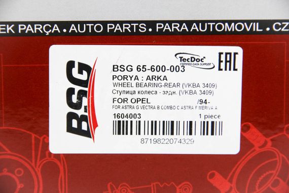 Подшипник ступицы задний Daewoo Lanos/Opel Astra F/G/Combo/Vectra A/B 88-, BSG (BSG65600003) | Зображення 2