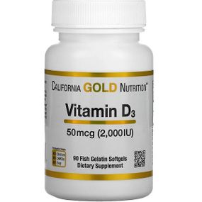 Вітамін D California Gold Nutrition Vitamin D3 2000 IU 90 Fish Softgels