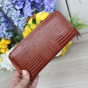 Кошелек женский большой кожзам лак Терракотовый