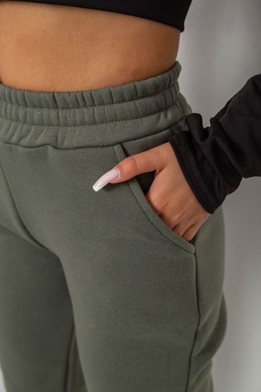 Спортивные штаны женские на флисе, цвет хаки, 238R58641-3 | Зображення 4