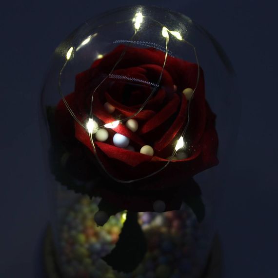 Троянда в колбі з LED підсвіткою 15,5см, в подарунковій коробці / Вічна троянда / Декоративна троянда нічник | Зображення 1