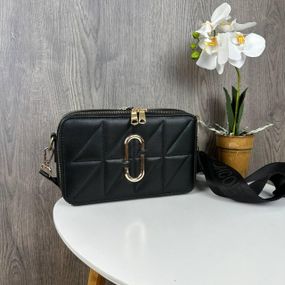 Сумка жіноча через плече крос-боді стильна маленька стьобана Чорна із золотом 1297ЧЗ
