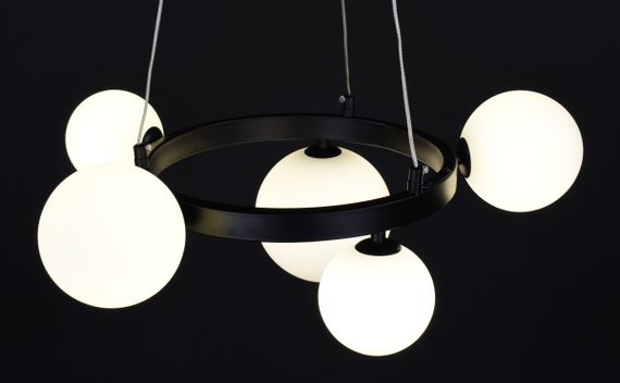 Люстра підвісна на 5 лампочок 27846 Чорний 40-150х52х52 см. | Зображення 4