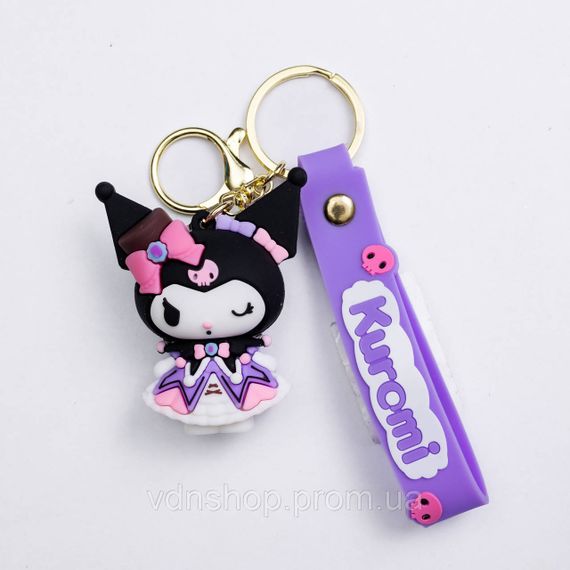 Дитячий брелок Kuromi 4,5×6 (см) для ключів, на сумку і рюкзак Чорний HP-55-25B