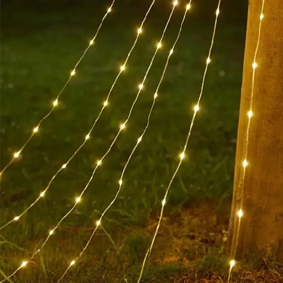 Гірлянда-завіса Зоряний дощ на сонячній батареї, 2м, 190 LED, теплий білий (234576887_298) | Зображення 1