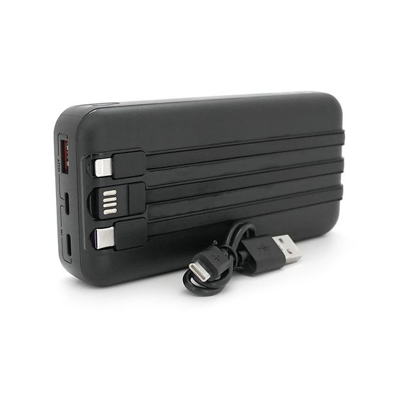 Powerbank ACL PW-117 20000mAh, PD22.5W, 1xUSB+2xUSB-C, 3 кабелі (USBType-C/Lighting), 0.47кг, Black/White, Box | Зображення 4