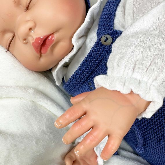 Іспанська Вініл Cіліконова Лялька Реборн Новонароджене Немовля Преміум 3D Розпис Nines d'Onil Reborn Sandra Blue 48 см | Зображення 2