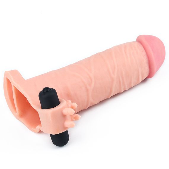Насадка на член - Pleasure X-Tender Vibrating Penis Sleeve Add 2" Flesh sexstyle | Зображення 1