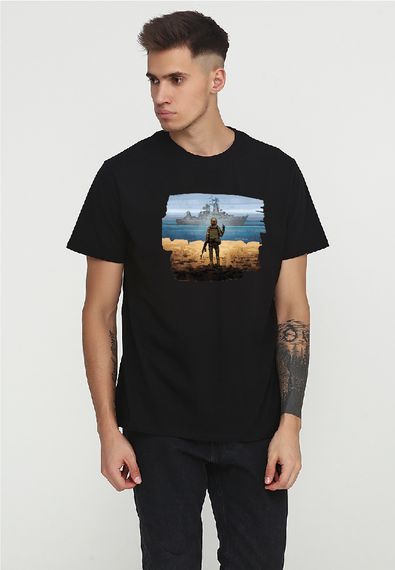 Футболка чоловіча чорна з принтом "Марка", XL