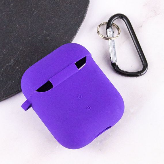Силиконовый футляр с микрофиброй для наушников Airpods 1/2 Фиолетовый / Ultra Violet | Зображення 3