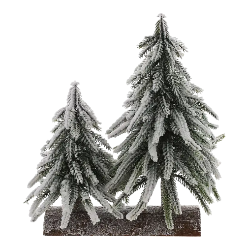 Ялинки декоративні 2шт засніжені на дерев'яній підставці 27см БОНА ДИ