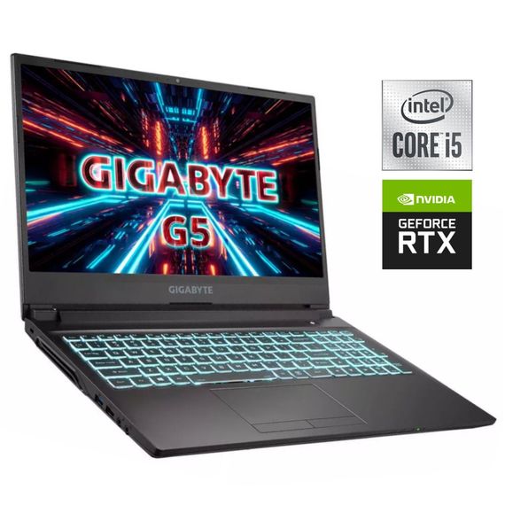 Игровой ноутбук Б-класс Gigabyte G5 KC / 15.6" (1920x1080) IPS / Intel Core i5-10500H (6 (12) ядер по 2.5 - 4.5 GHz) / 16 GB DDR4 / 512 GB SSD NVMe / nVidia GeForce RTX 3060, 6 GB GDDR6, 192-bit / WebCam б/у