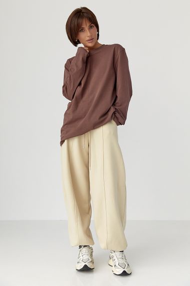 Жіночі теплі спортивні штани - бежевий цвет, XL (є розміри) | Зображення 2