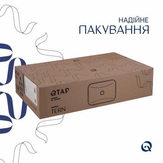 Комплект Qtap Tern: Раковина накладна прямокутна 610x350x135 мм WHITE + Донний клапан PU02 | Зображення 4