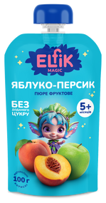 Детское пюре из яблок и персиков без сахара Elfik Magic 100 г