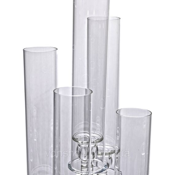 Подсвечник стеклянный на 5 свечей 20×72.5 см подсвечник декоративный прозрачный на ножке HP-4-64 | Зображення 4