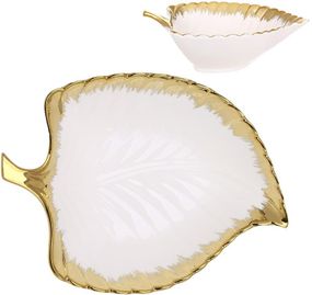Салатники порцелянові Gold Luxury "Золотий Лист", набір 2 салатники 23x17см із золотим обідком