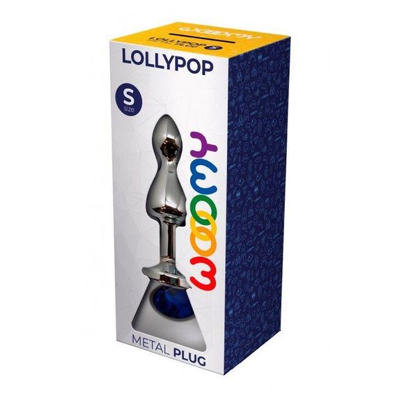 Металева анальна пробка Wooomy Lollypop Double Ball Metal Plug Blue S, діаметр 2,8см, довжина 8,5см | Зображення 2