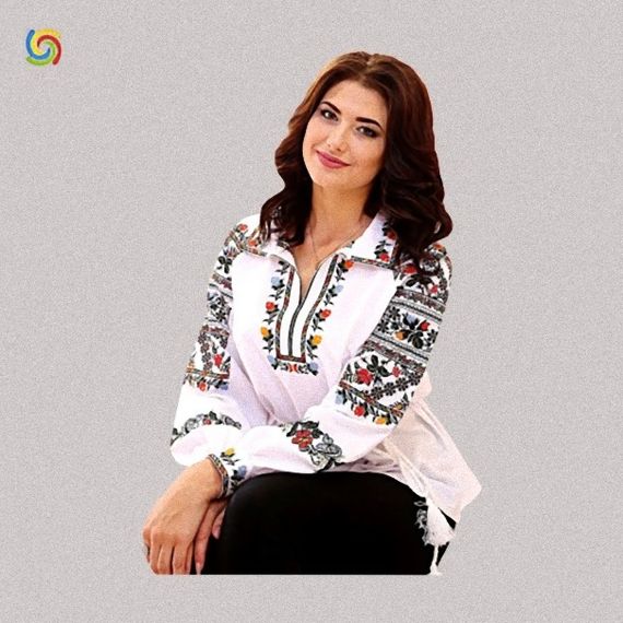 Рубашка Украинская вышиванка 171503 цвет белый размер S/M