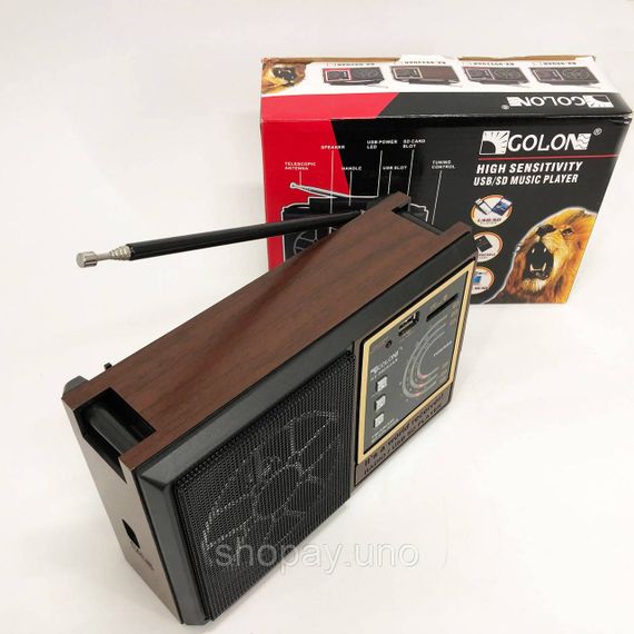 Класичний радіоприймач з антеною і ручкою GOLON RX-9922UAR, Радіоприймач з потужним прийомом HL-59 | Зображення 5