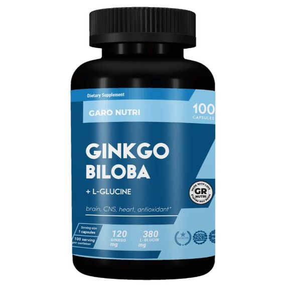 Гінко білоба GARO Nutrition Ginkgo Biloba + L-Glucine 120 mg 100 Caps