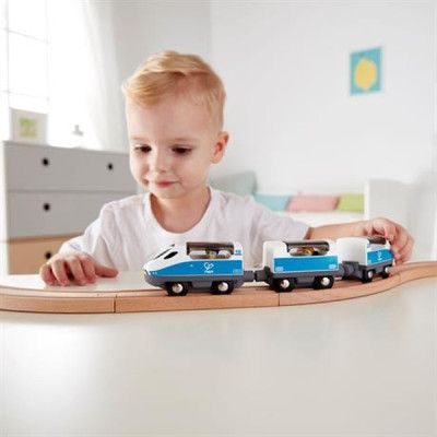 Железная дорога Hape Набор для железнодорожной игрушки Поезд Интерсити с вагонами (E3728) | Зображення 4