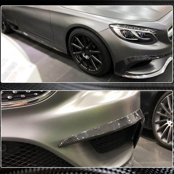Накладки на передній бампер (для AMG-Line 2015-2018, Карбон) для Mercedes S-class C217 Coupe рр | Зображення 5