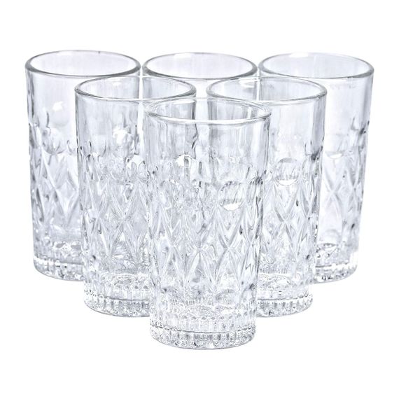 Набір фігурних склянок 6 шт. 300 мл скляні склянки для коктейлів, холодних напоїв HP-YH-14