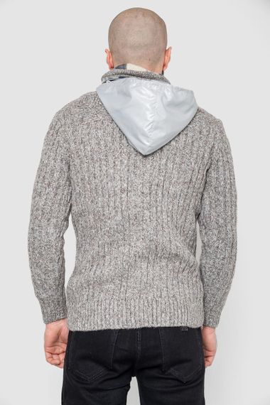 Кофта чоловіча на блискавці з капюшоном, колір бежевий, 214R10635 | Зображення 3