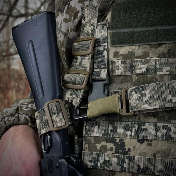 Ремінь  одно/двоточковий для АК, AR   карабіном H&K та за звуження прикладу піксель | Зображення 3