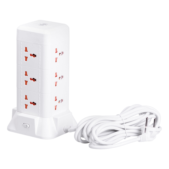 Мережевий фільтр подовжувач 4.8 м з лампою на 9 універсальних розеток з 2 USB, 1 Type-C, бездротова зарядка HP-5-7MF