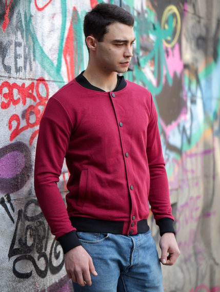 Бомбер пуговица бордо S M | Зображення 1