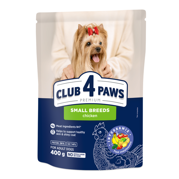 Сухий корм Club 4 Paws Premium Adult Small Breeds для собак мініатюрних порід, курка 400г